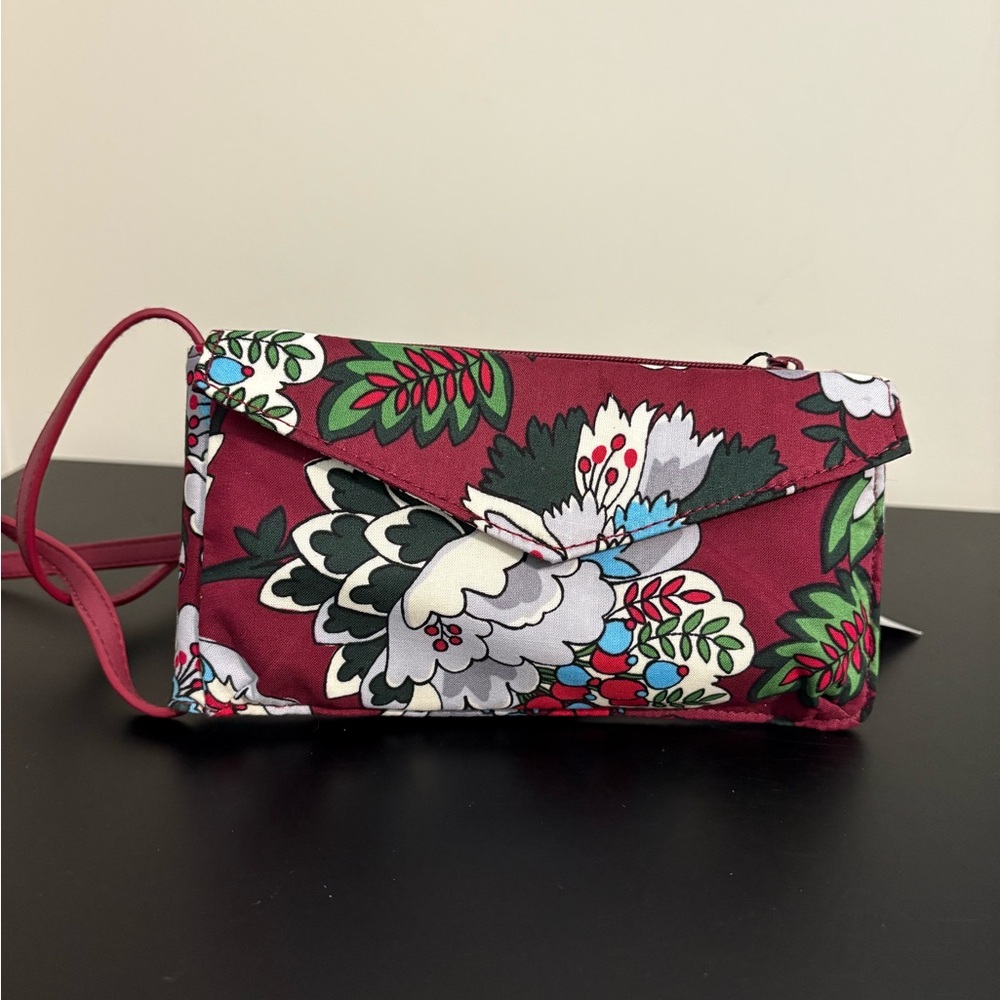 Vera Bradley Iconic RFID Envelope Crossbody Bordeaux Blooms